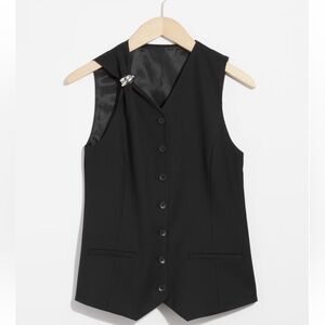 & Other Stories Black Tailored Vest With Silver Ring